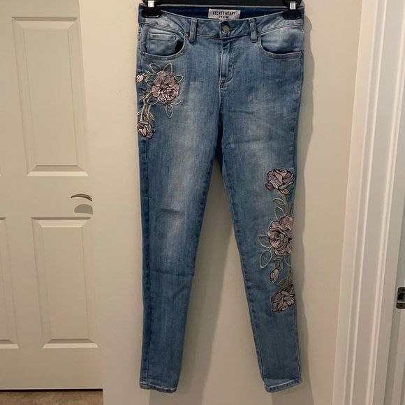 Velvet Heart Denim Rosita mid rise skinny embroidered jeans size 26 - Picture 1 of 11